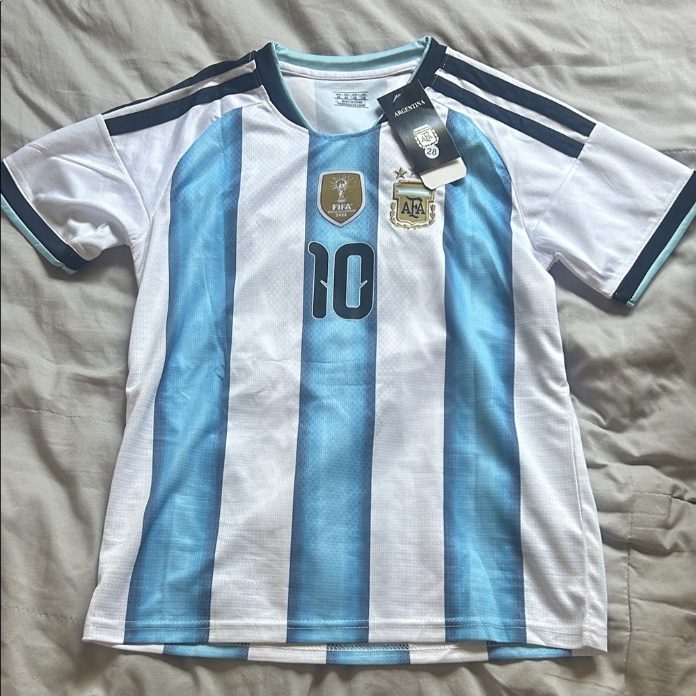 Argentina Kids Soccer Jersey - Light Blue & White Stripes